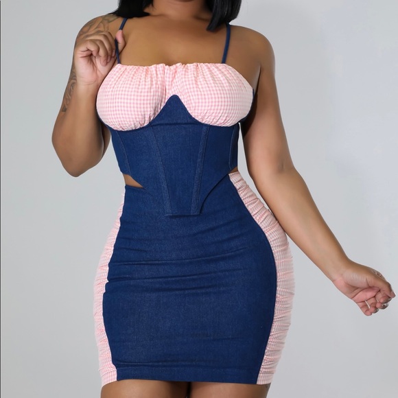 Dresses Two Piece Dark Blue Denim Skirt Set Poshmark